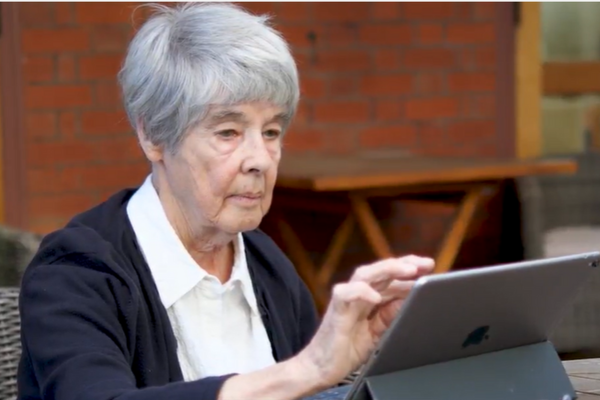 Picture of an older adult using a tablet